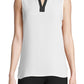 Blusa feminina Anne Klein com decote aberto e sem mangas, branca, tamanho pequeno