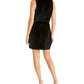 Vestido de coquetel curto com decote em V e bolsos, sem mangas, Rachel Roy, feminino, preto, tamanho P