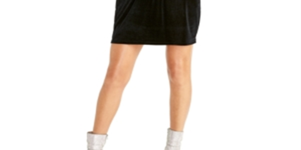 Vestido de coquetel curto com decote em V e bolsos, sem mangas, Rachel Roy, feminino, preto, tamanho P