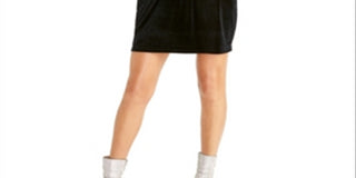 Vestido de coquetel curto com decote em V e bolsos, sem mangas, Rachel Roy, feminino, preto, tamanho P