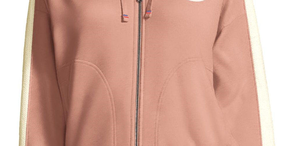 Moletom com capuz Champion Heritage Herringbone com zíper, rosa, tamanho médio