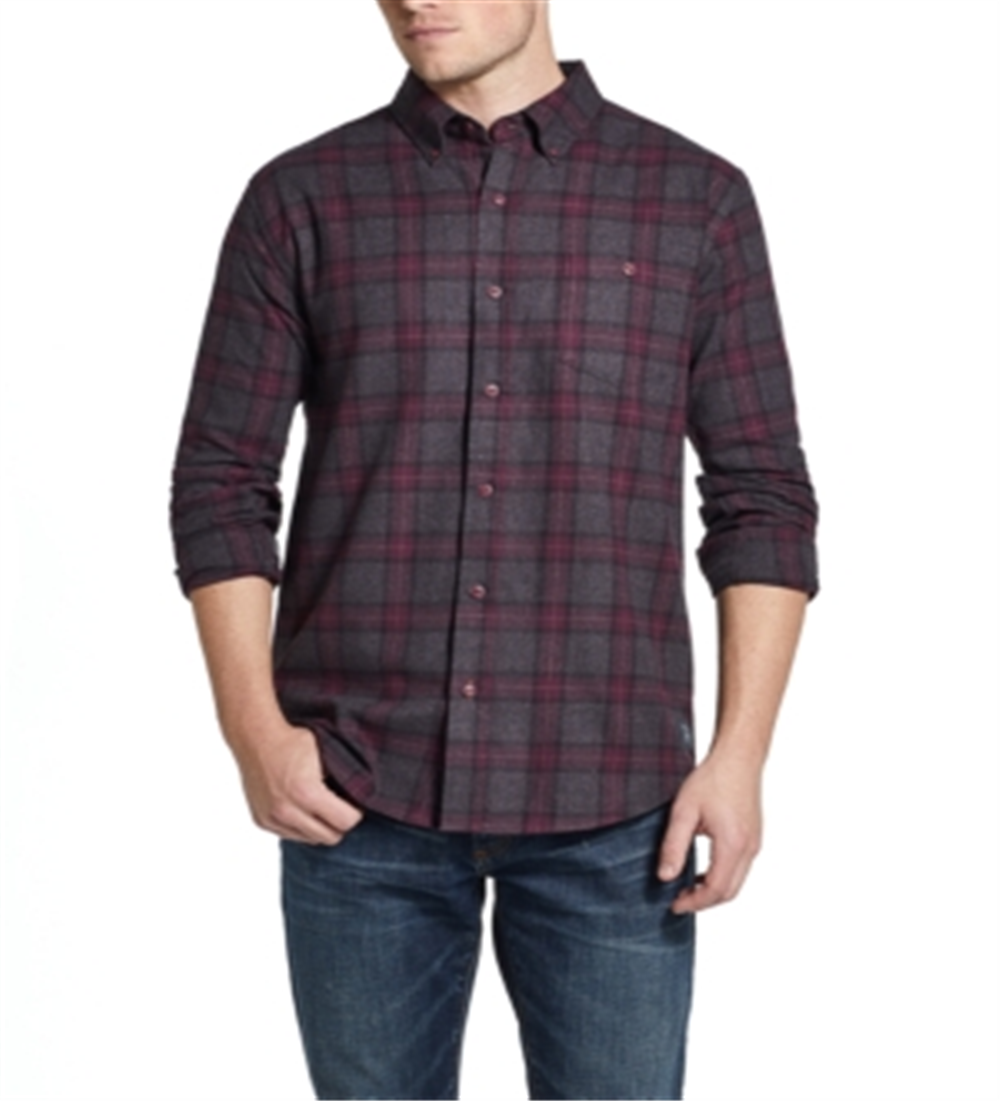 Camisa xadrez de flanela escovada vintage masculina à prova de intempéries, vermelha, tamanho XXX-G