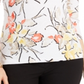 JM Collection Blusa feminina com estampa floral e decote redondo em jacquard, branca, tamanho pequeno