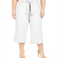 Calça curta feminina Calvin Klein Plus com amarração na cintura, branca, tamanho 1X