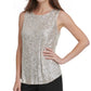 Regata feminina DKNY Mesh com lantejoulas, tamanho médio, bege