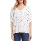 Karen Kane Blusa feminina estilo boho com babados estilo camponês, branca, tamanho extragrande