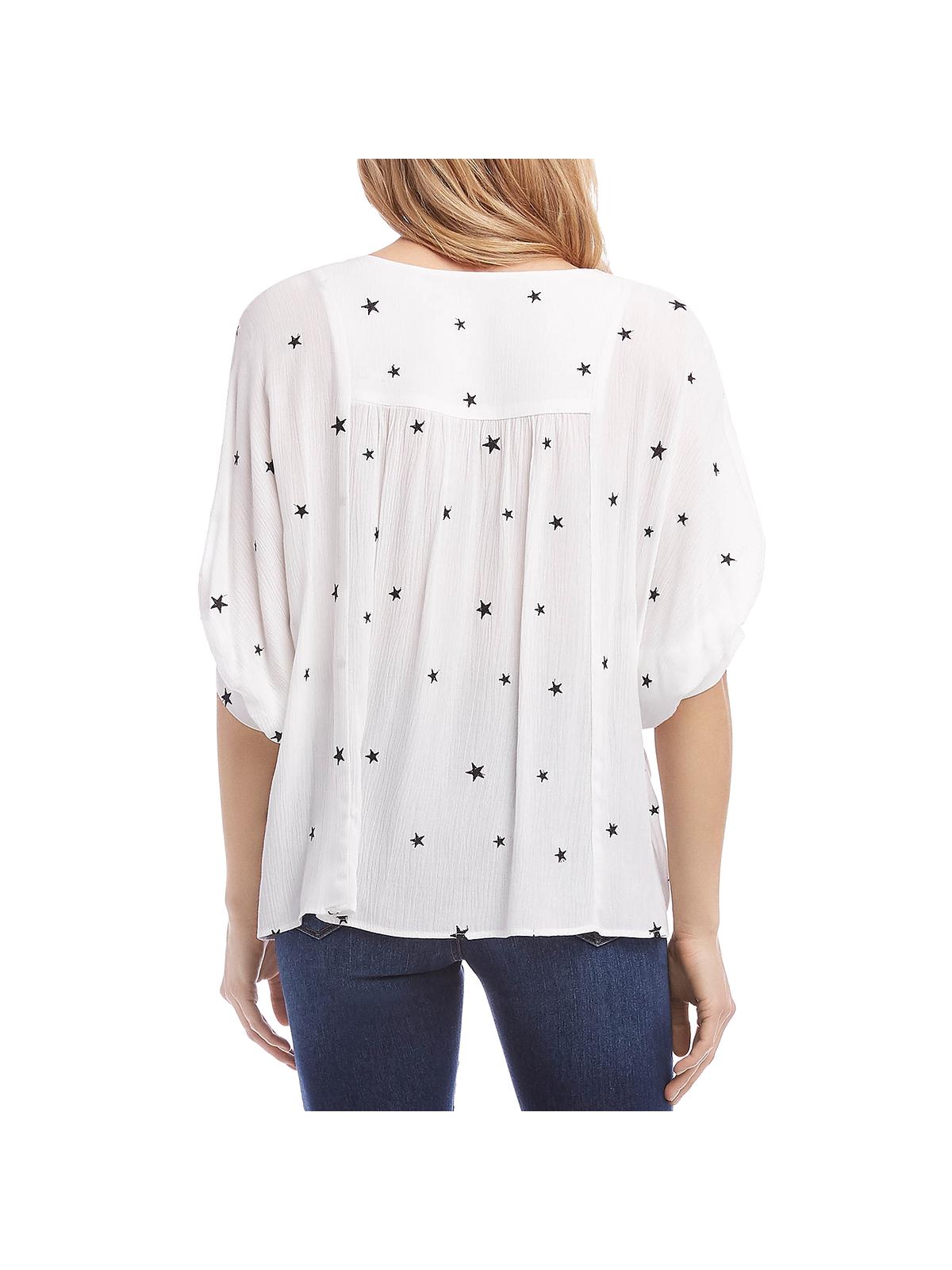 Karen Kane Blusa feminina estilo boho com babados estilo camponês, branca, tamanho extragrande