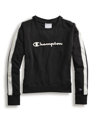 Camisa feminina Champion Heritage Fleece Crew, preta, tamanho grande