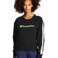Camisa feminina Champion Heritage Fleece Crew, preta, tamanho grande