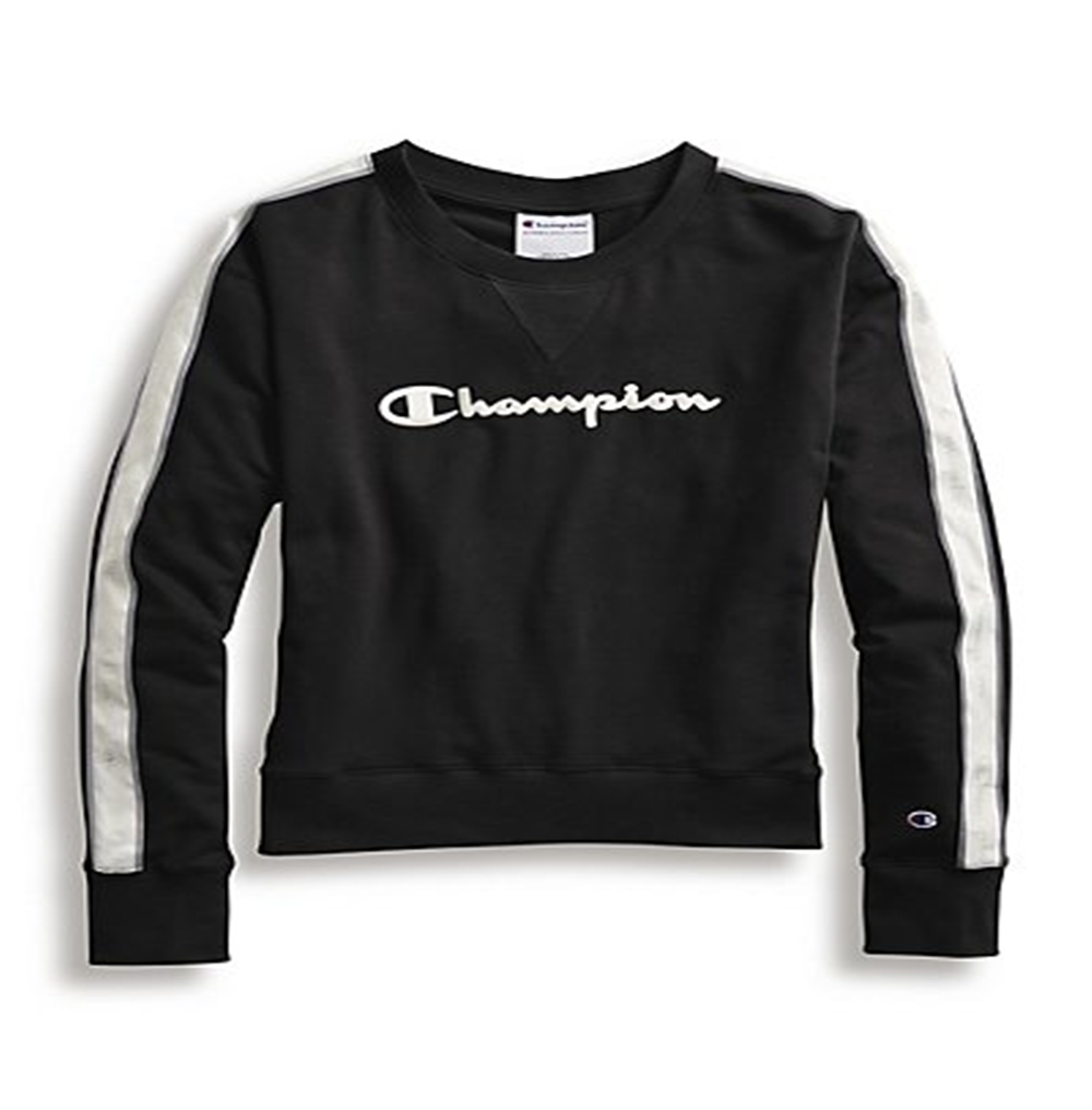 Camisa feminina Champion Heritage Fleece Crew, preta, tamanho grande