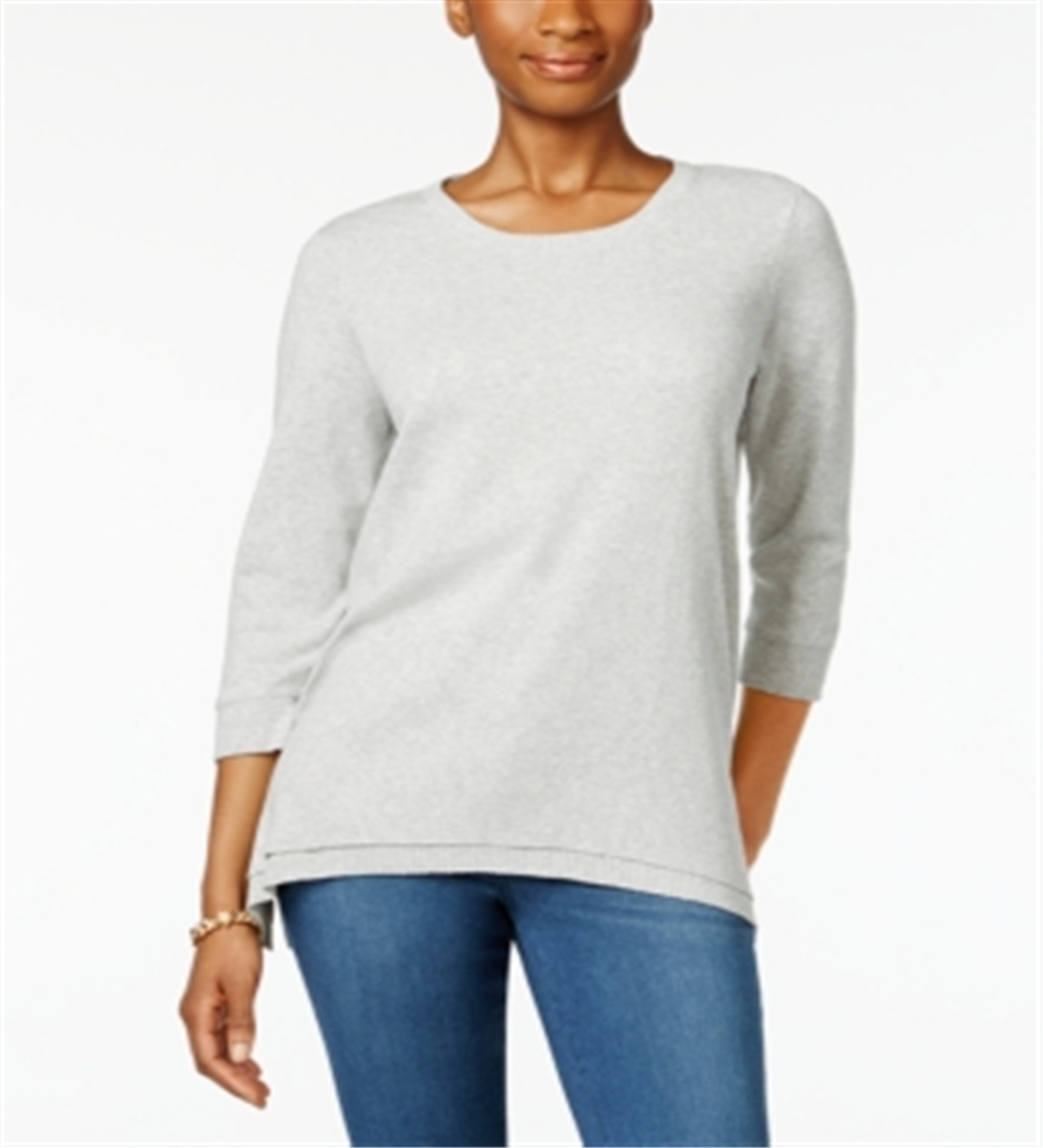 Túnica estilo &amp; co., lenço pequeno, bainha, cinza, tamanho pequeno, S