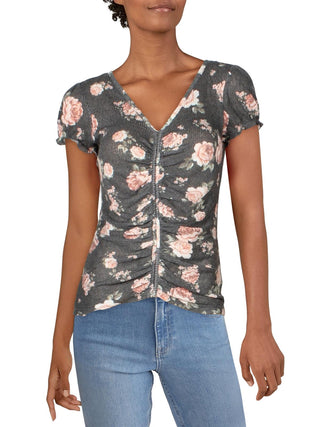 Blusa feminina Ultra Flirt Waffle Cinched, cinza, tamanho grande