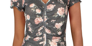 Blusa feminina Ultra Flirt Waffle Cinched, cinza, tamanho grande