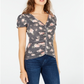 Blusa feminina Ultra Flirt Waffle Cinched, cinza, tamanho grande