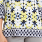 JM Collection Blusa feminina estampada com ilhós e ombros descobertos, azul, tamanho X-S