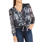 Blusa feminina com estampa frontal e manga bufante, tamanho X-S, da INC International Concepts