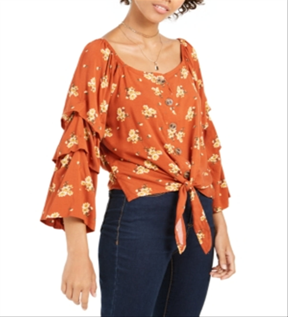 Blusa Crave Fame Junior com amarração frontal Blush, tamanho M