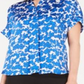 Blusa feminina Alfani estampada manga curta azul tamanho pequeno pequeno