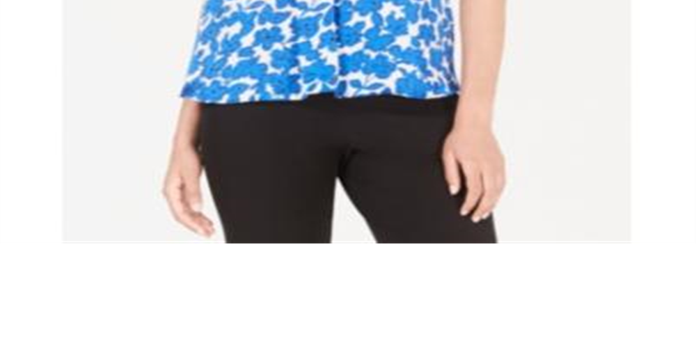 Blusa feminina Alfani estampada manga curta azul tamanho pequeno pequeno