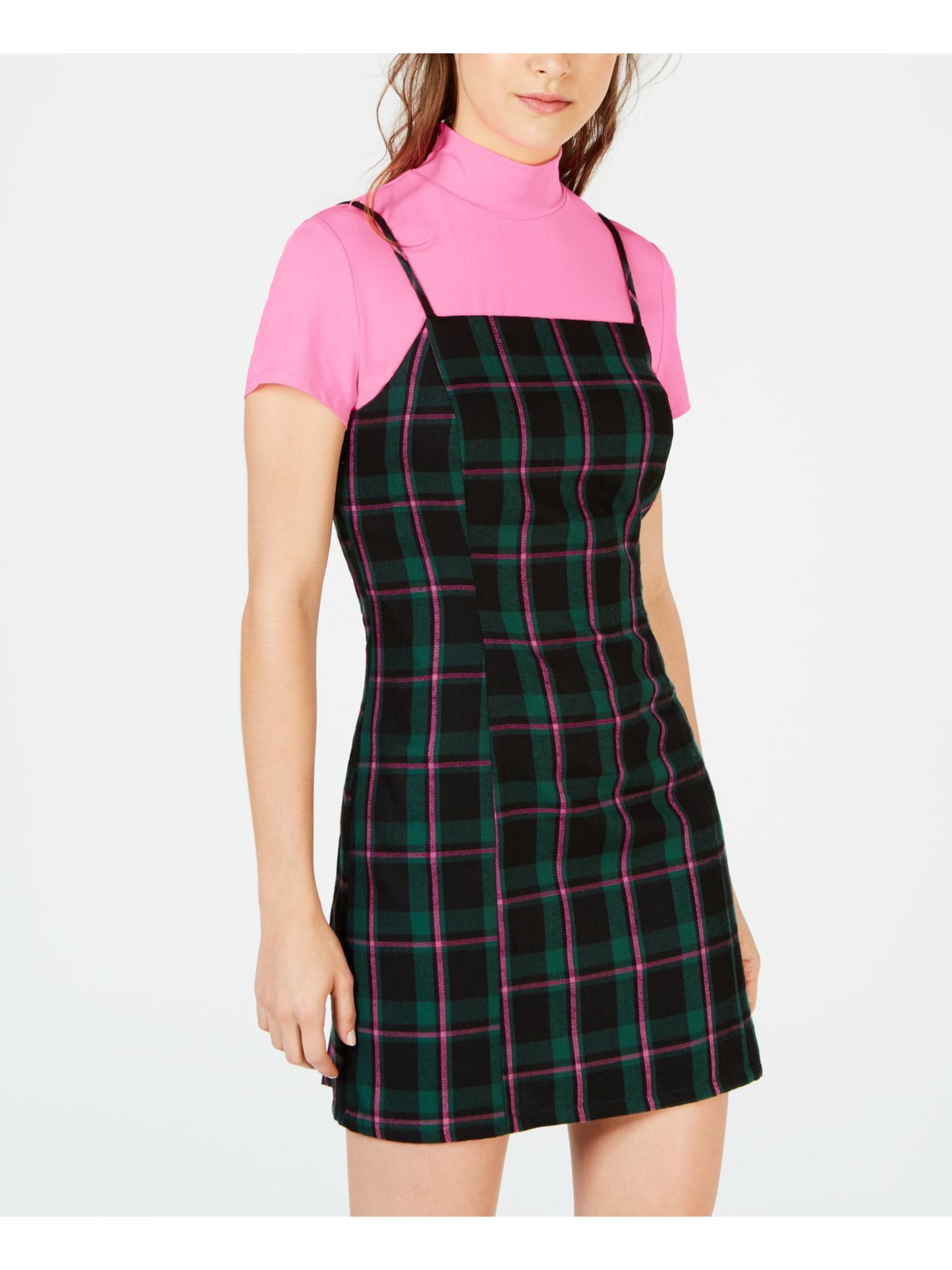Vestido feminino Common Stitch de 2 peças, manga curta, gola alta, acima do joelho, rosa, tamanho extragrande