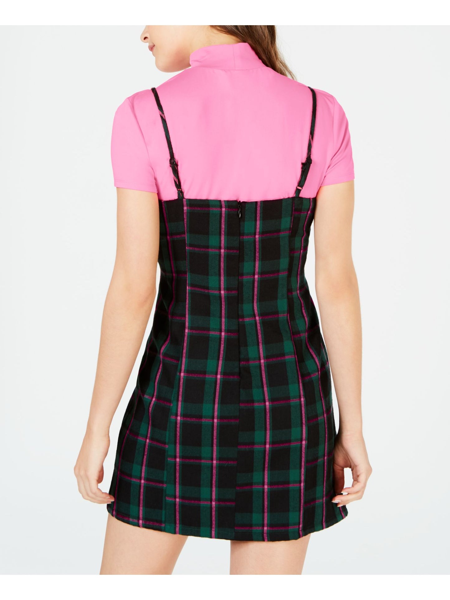 Vestido feminino Common Stitch de 2 peças, manga curta, gola alta, acima do joelho, rosa, tamanho extragrande