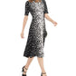 Vestido feminino Alfani com estampa de gola falsa e MIDI, preto, tamanho pequeno
