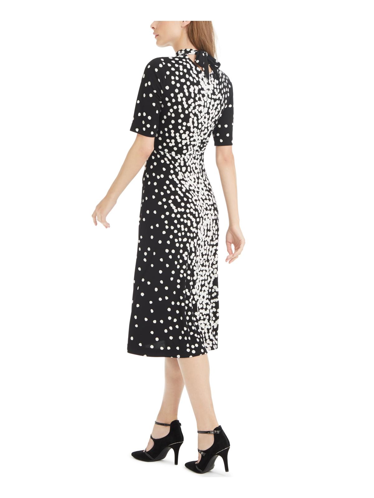 Vestido feminino Alfani com estampa de gola falsa e MIDI, preto, tamanho pequeno