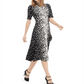 Vestido feminino Alfani com estampa de gola falsa e MIDI, preto, tamanho pequeno