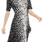 Vestido feminino Alfani com estampa de gola falsa e MIDI, preto, tamanho pequeno