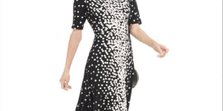 Vestido feminino Alfani com estampa de gola falsa e MIDI, preto, tamanho pequeno