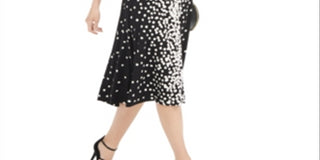 Vestido feminino Alfani com estampa de gola falsa e MIDI, preto, tamanho pequeno