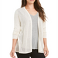 Cardigan feminino Chevron Pointelle da Charter Club, marrom, tamanho X-S