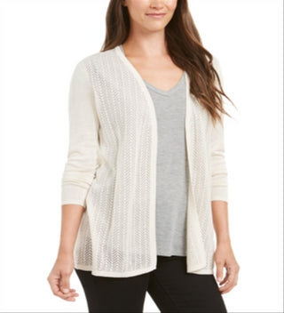 Cardigan feminino Chevron Pointelle da Charter Club, marrom, tamanho X-S