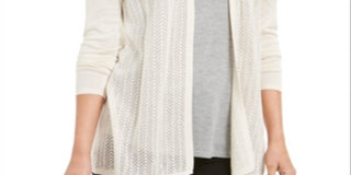 Cardigan feminino Chevron Pointelle da Charter Club, marrom, tamanho X-S