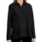 Blusa feminina Alfani com fenda lateral e manga comprida, preta, tamanho médio