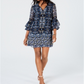 Vestido feminino Vince Camuto de chiffon com manga sino, azul, tamanho 6