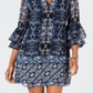 Vestido feminino Vince Camuto de chiffon com manga sino, azul, tamanho 6