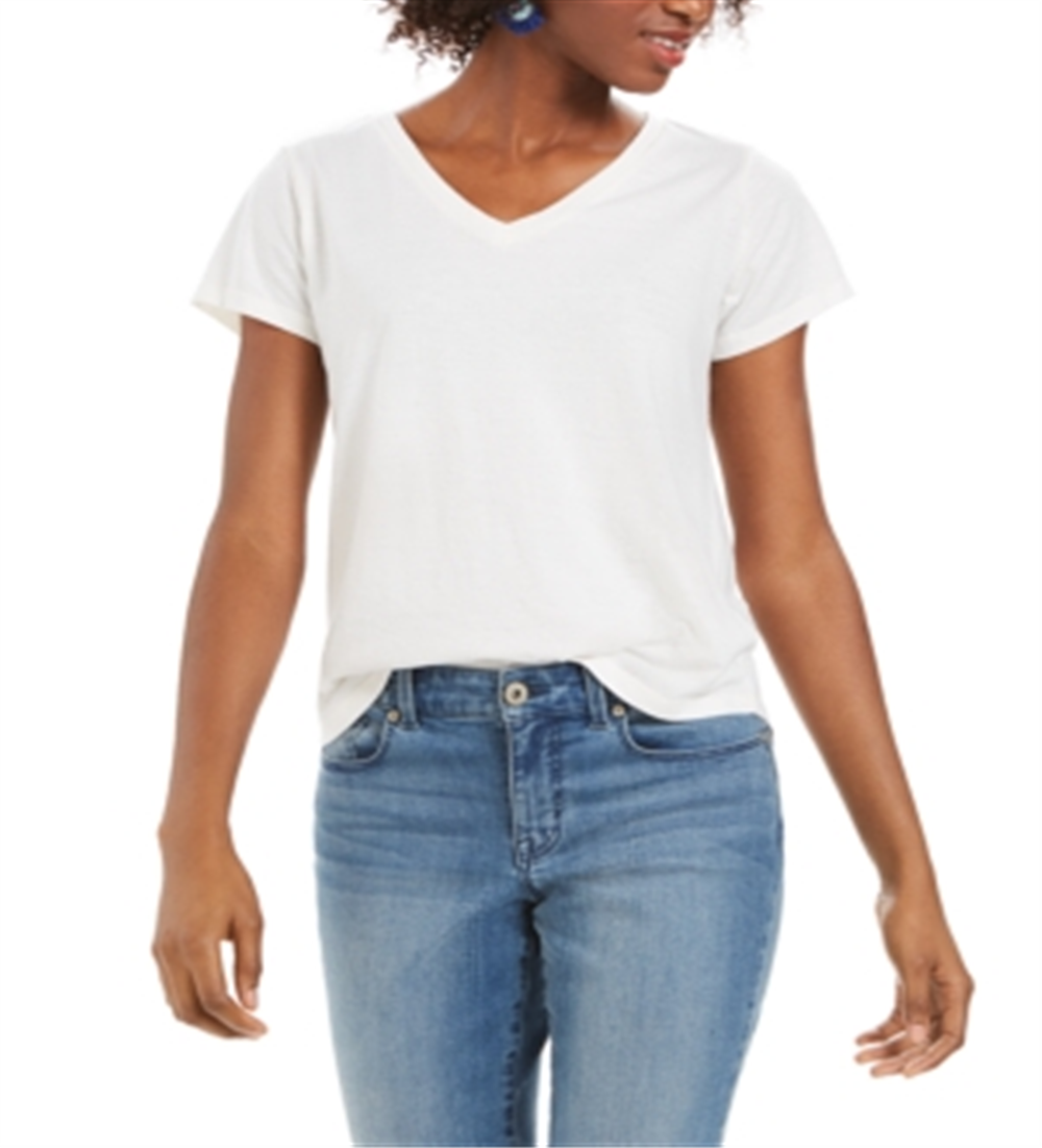 Camiseta feminina estilo &amp; co com decote em V e estampa Burnout, branca, tamanho extragrande