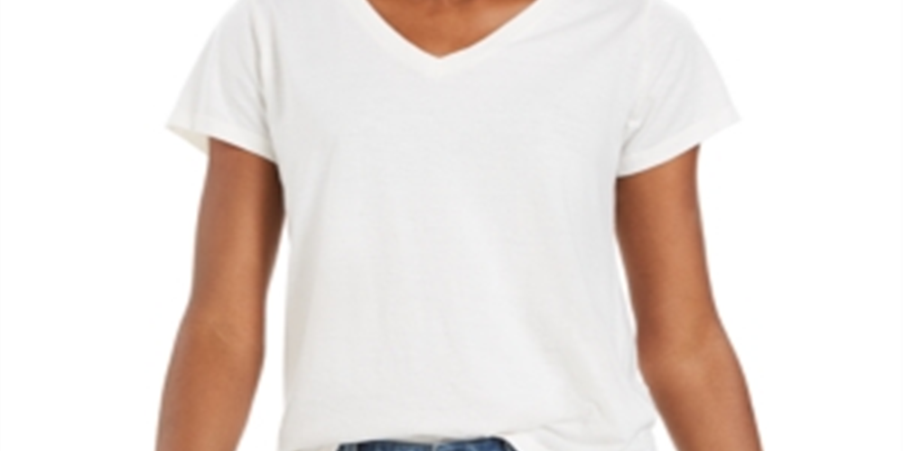 Camiseta feminina estilo &amp; co com decote em V e estampa Burnout, branca, tamanho extragrande