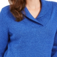 Karen Scott Suéter Feminino de Algodão Marmorizado com Gola Xale Azul Tamanho P