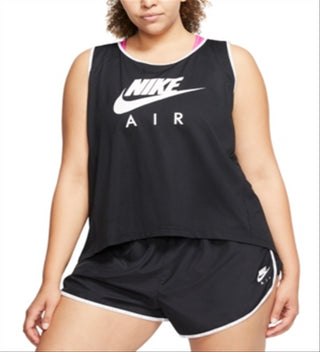 Regata Nike Feminina Stretch com Absorção de Umidade Texturizada, Sem Mangas, Gola Redonda, Active Wear, Plus, Preta, Tamanho GG