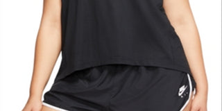 Regata Nike Feminina Stretch com Absorção de Umidade Texturizada, Sem Mangas, Gola Redonda, Active Wear, Plus, Preta, Tamanho GG