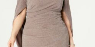 Vestido Betsy &amp; Adam Feminino Plus Size Sheath Shimmer Capel Marrom Tamanho 18W