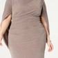 Vestido Betsy &amp; Adam Feminino Plus Size Sheath Shimmer Capel Marrom Tamanho 18W