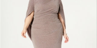Vestido Betsy &amp; Adam Feminino Plus Size Sheath Shimmer Capel Marrom Tamanho 18W