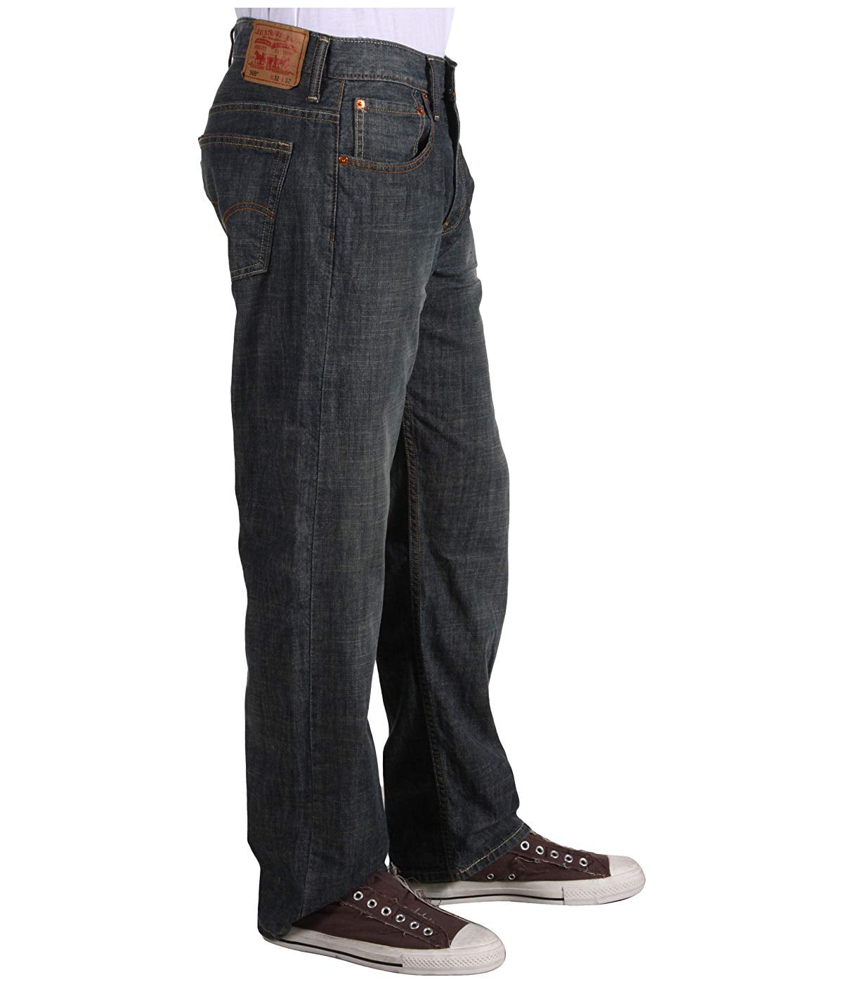 Calça jeans Levi's masculina, folgada, reta, azul, tamanho 36x32