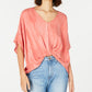 Polly &amp; Esther Blusa casual feminina com nó frontal e manga dolman, rosa, tamanho pequeno