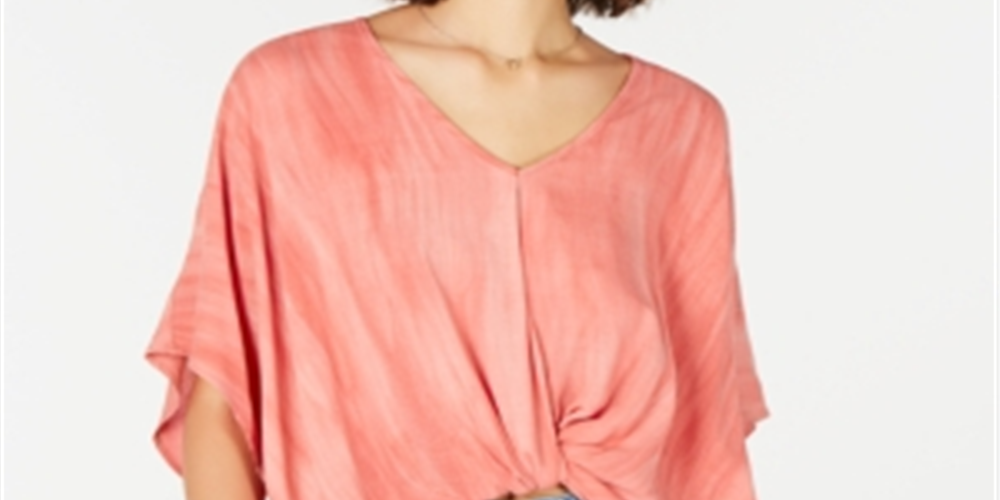 Polly &amp; Esther Blusa casual feminina com nó frontal e manga dolman, rosa, tamanho pequeno