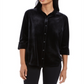 Charter Club Blusa de veludo feminina com botões frontais, preta, tamanho pequeno, extragrande