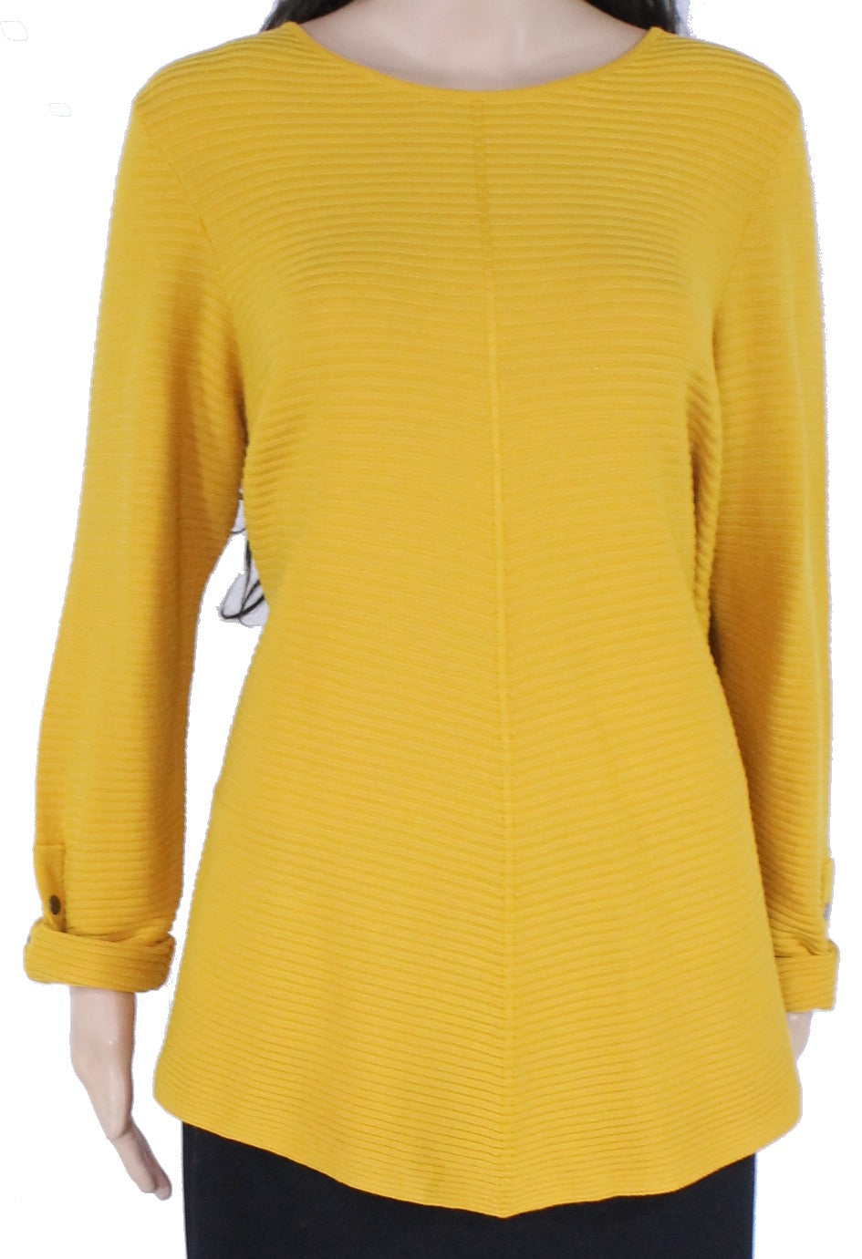 Suéter Alfani Feminino Plus com Detalhe de Botão e Canelado Amarelo Tamanho 0X